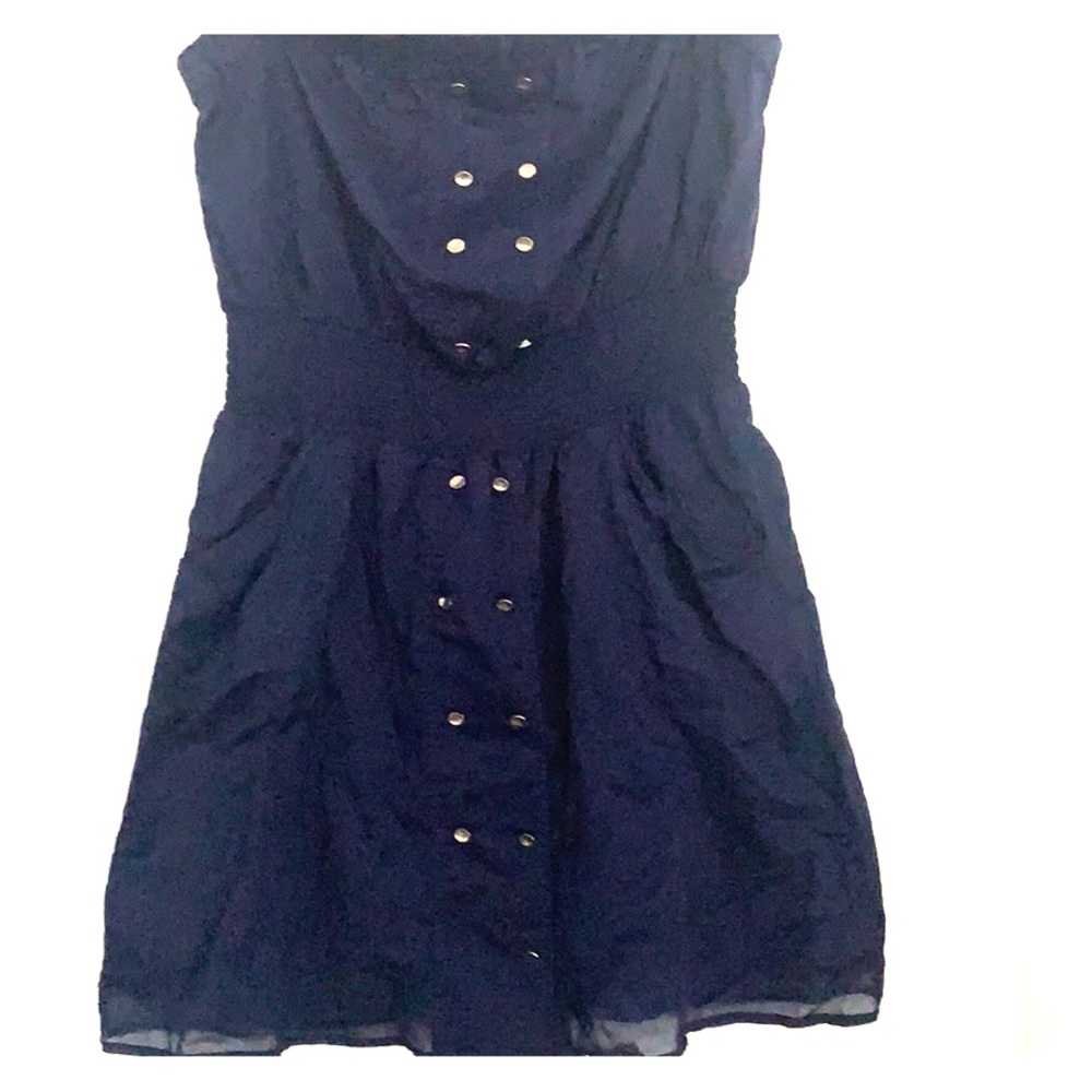 Navy strapless BCBG dress with pockets